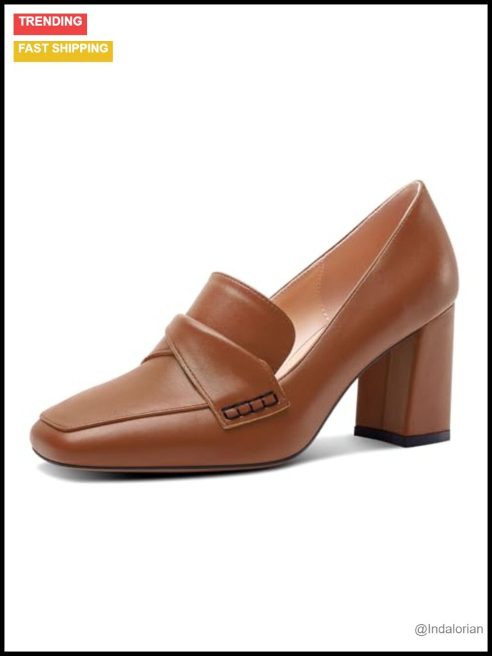 Womens Chunky Block Mid Heel Square Toe Pumps Slip-On Loafers Office Classic